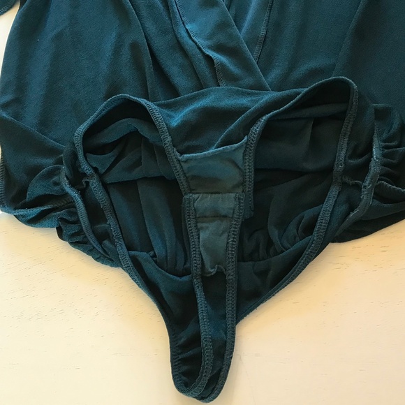 FREE PEOPLE DEEP V GREEN TURNT BODYSUIT - Picture 10 of 14